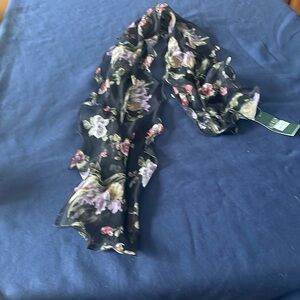 52 inch long floral scarf with mild ruffles